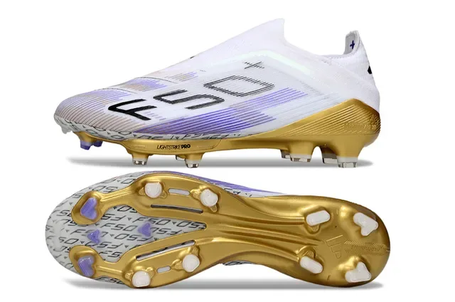 Adidas X 50+ Lightstrike Pro सादा सোনা बेगुनी फार्म ग्राउंड फुटबॉल जूतो 6
