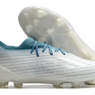 Adidas X Speedflow Blanc et Turquoise Chaussures de Football pour Terrain Ferme