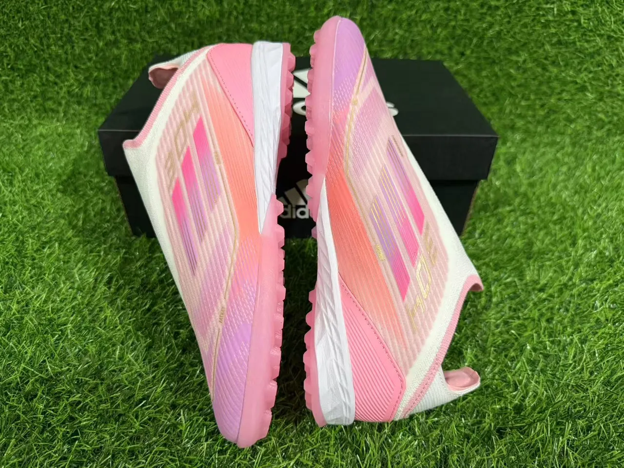 Adidas X Speedportal Chuteiras de futebol rosa gradiente turf 9