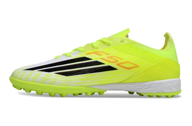 Adidas 黄白霓虹合成鞋面 黑色三条纹 人工草坪足球鞋 16