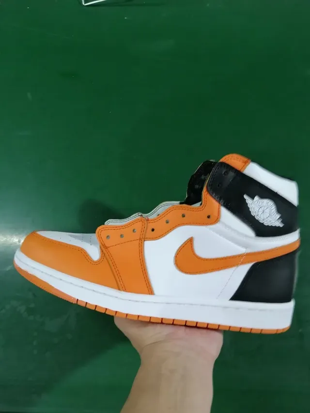 Air Jordan 1 High Blanco Naranja Negro Zapatos de Baloncesto 3