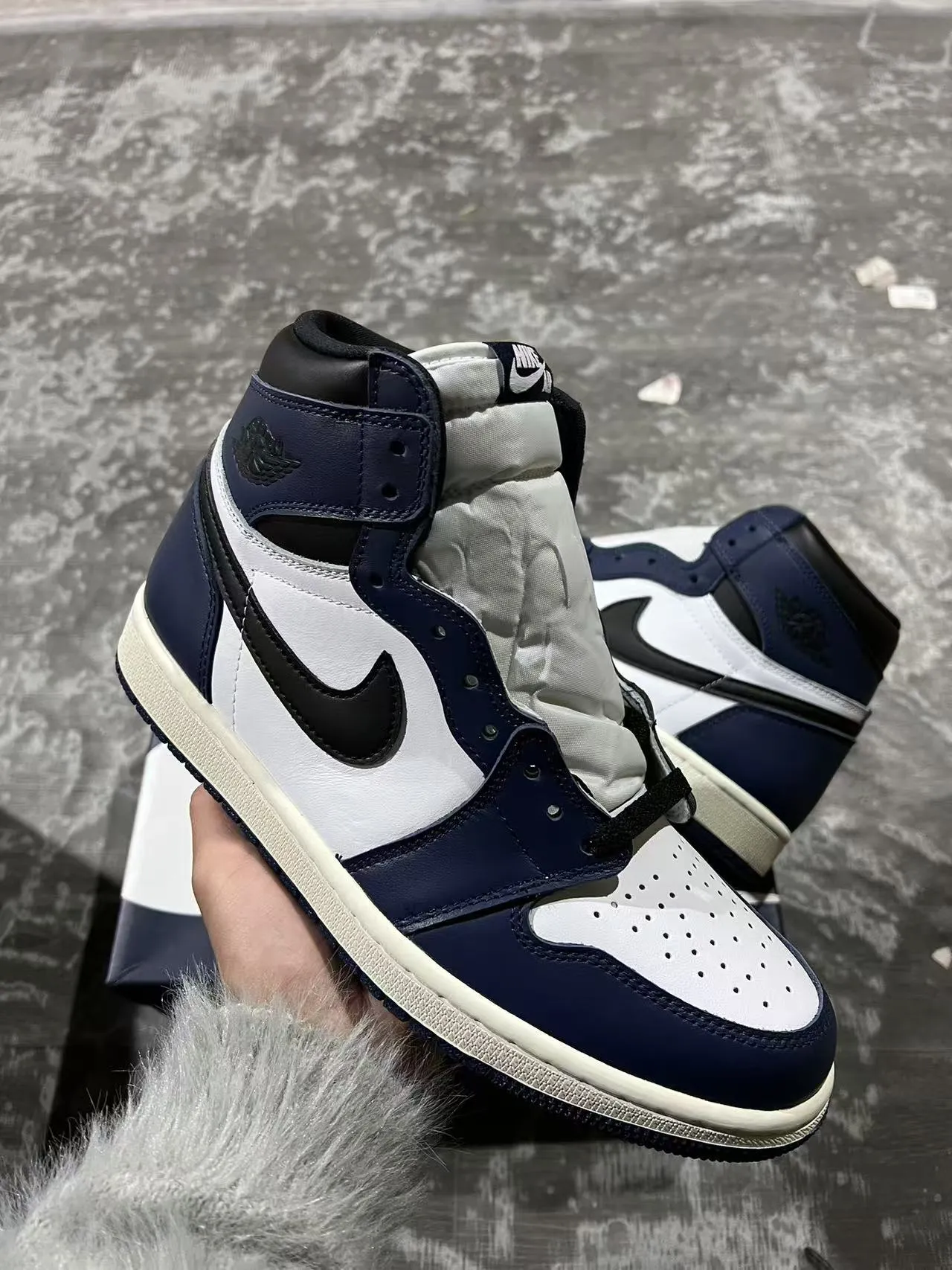 Air Jordan 1 Navy White Black Zapatos de Baloncesto 2