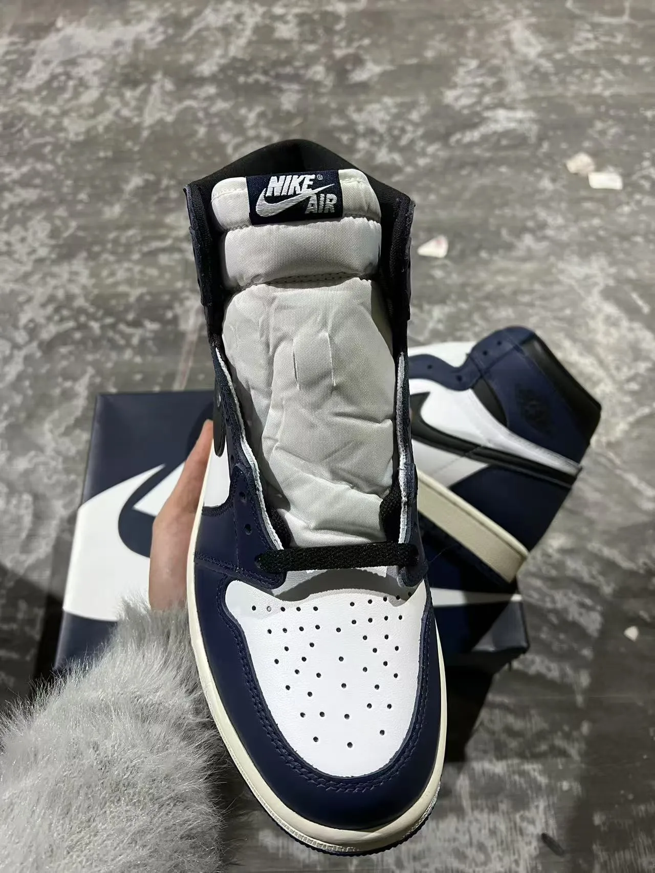 Air Jordan 1 Navy White Black Zapatos de Baloncesto 3
