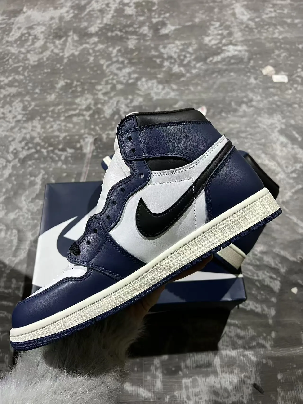 Air Jordan 1 Navy White Black Zapatos de Baloncesto 5