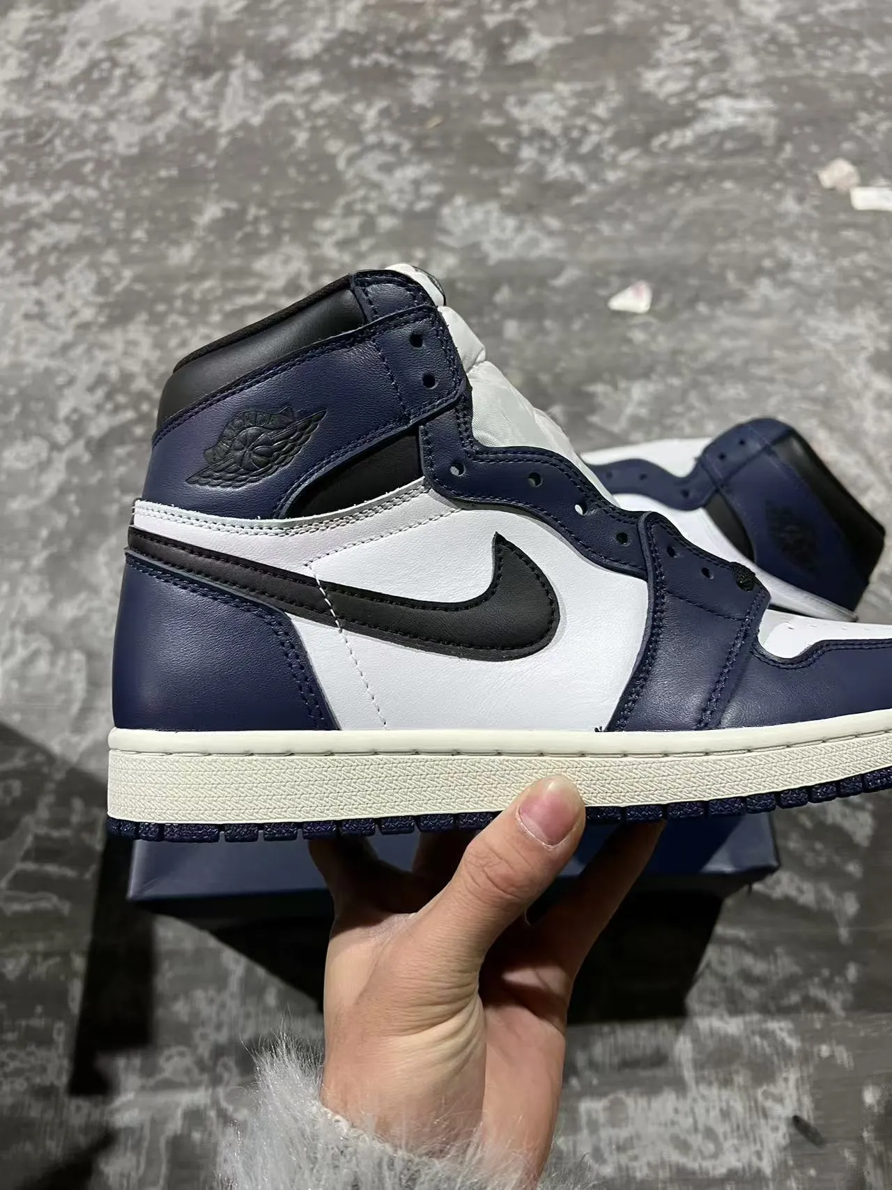Air Jordan 1 Navy White Black Zapatos de Baloncesto 7