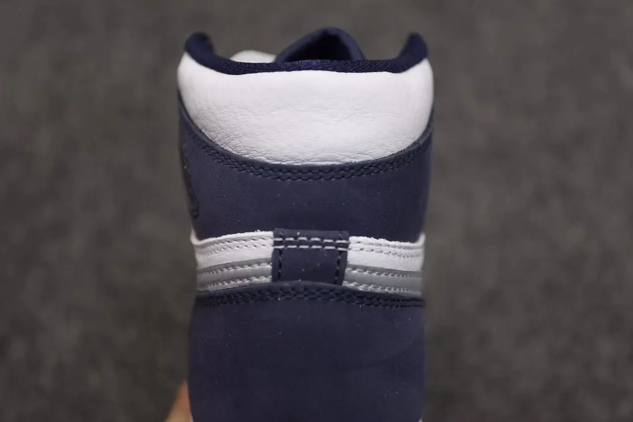 Air Jordan 1 White Navy Silver Basketball Shoes 6