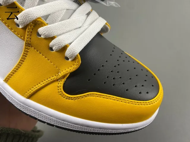 Air Jordan 1 Amarillo Negro Tobillo Alto Cuero Superior Zapatos de Baloncesto 6