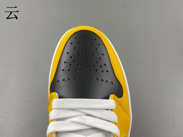Air Jordan 1 Amarillo Negro Tobillo Alto Cuero Superior Zapatos de Baloncesto 9