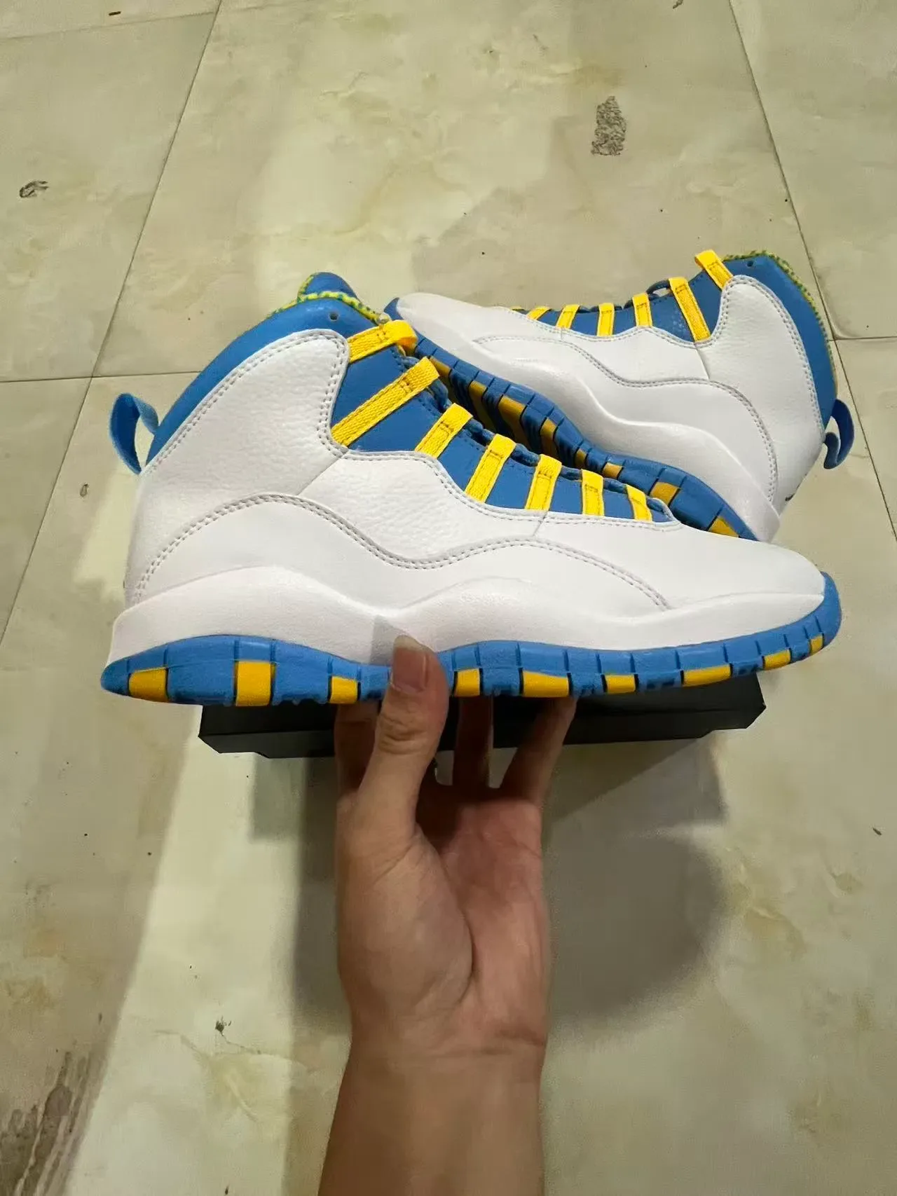 Air Jordan 10 White Royal Blue Yellow Basketball Shoes 7