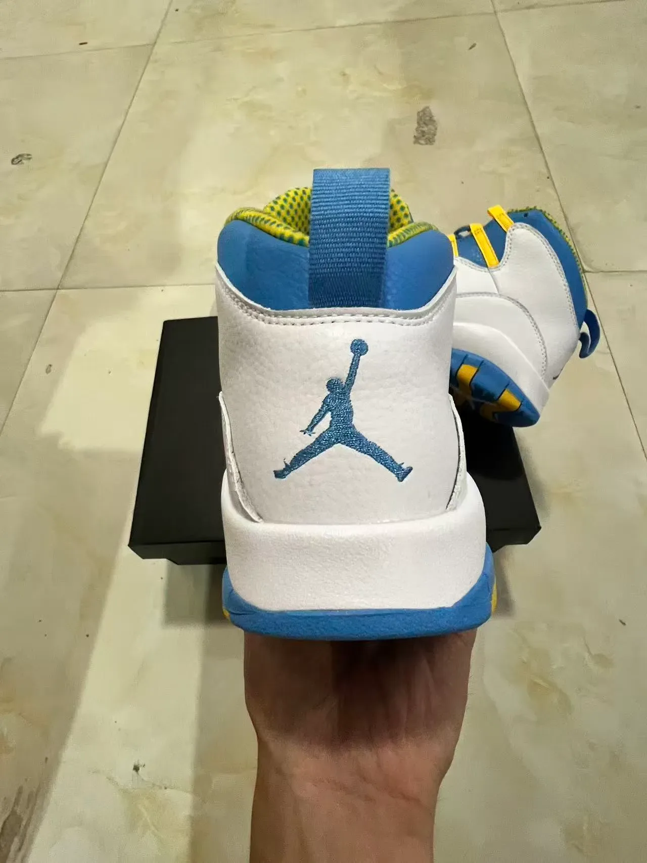 Air Jordan 10 White Royal Blue Yellow Basketball Shoes 8