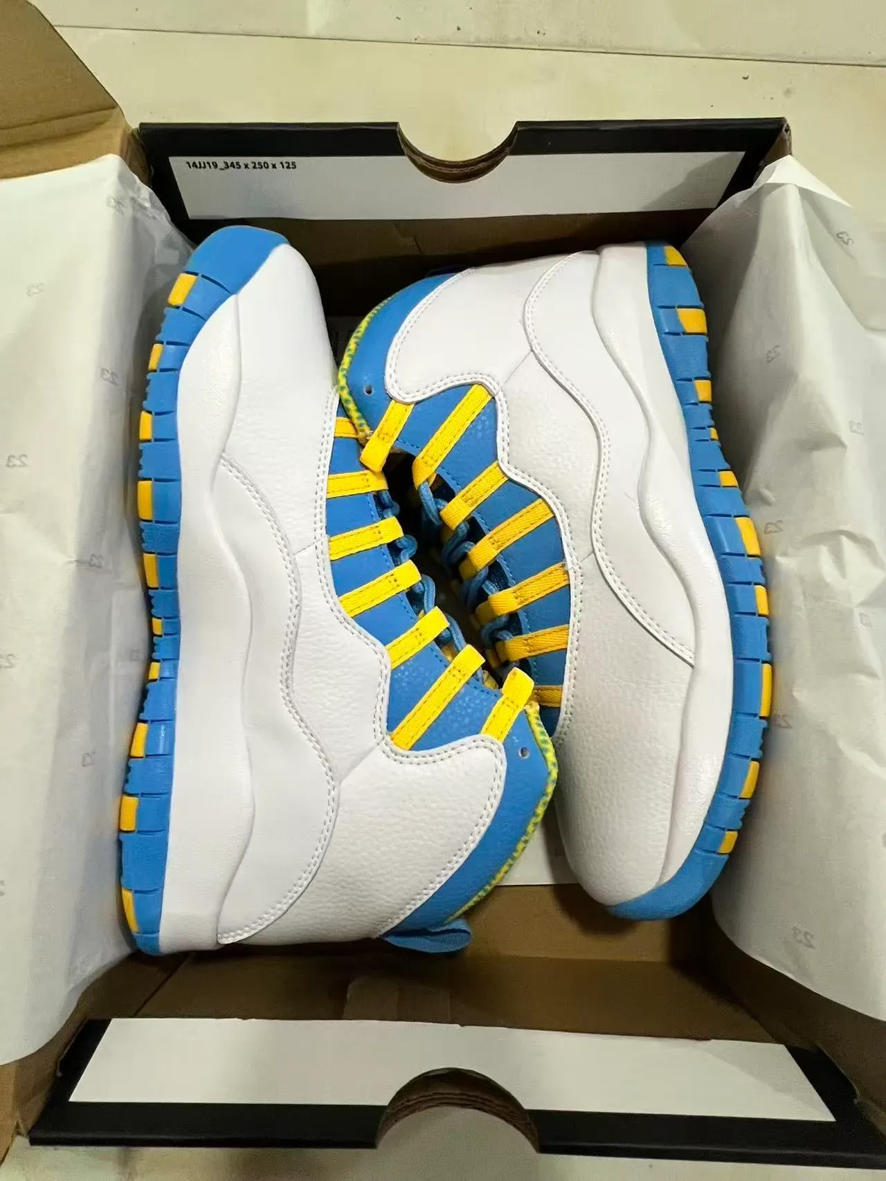 Air Jordan 10 White Royal Blue Yellow Basketball Shoes 9