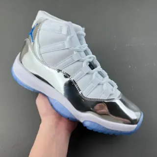 Air Jordan 11 Blanco Plata Azul Metálico Zapatos de Baloncesto