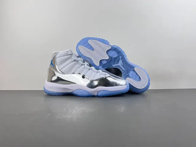 Air Jordan 11 Blanc Argent Bleu Métallique Chaussures de Basket 13