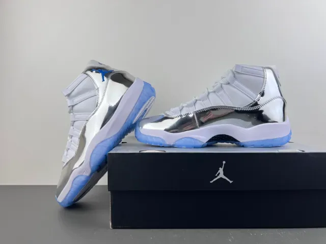 Air Jordan 11 Blanc Argent Bleu Métallique Chaussures de Basket 15