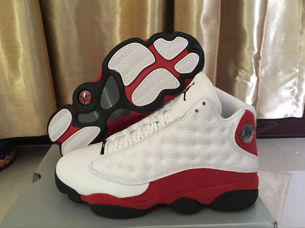 Tênis de basquete Air Jordan 13 branco vermelho preto 6