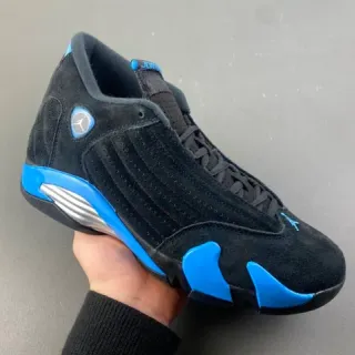 Air Jordan 14 Nubuck Preto e Azul Tênis de Basquete