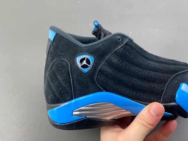 Air Jordan 14 Negro y Azul Ante Zapatillas de Baloncesto 3
