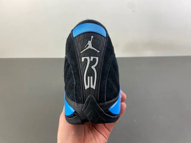 Air Jordan 14 Negro y Azul Ante Zapatillas de Baloncesto 4