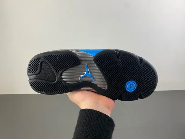 Air Jordan 14 Negro y Azul Ante Zapatillas de Baloncesto 9