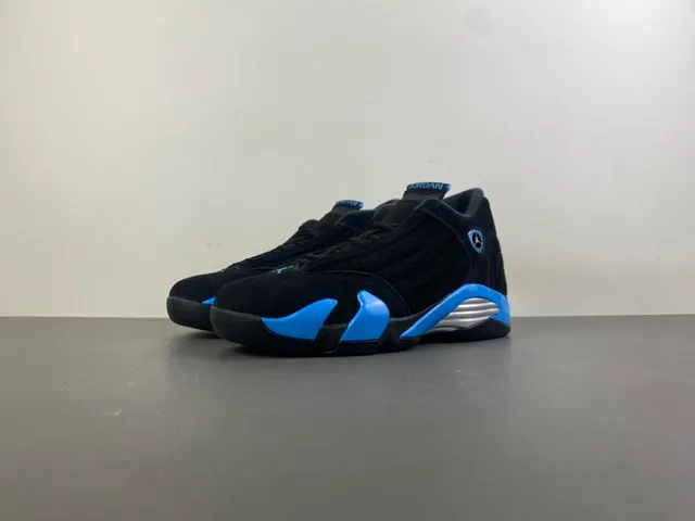 Air Jordan 14 Negro y Azul Ante Zapatillas de Baloncesto 10
