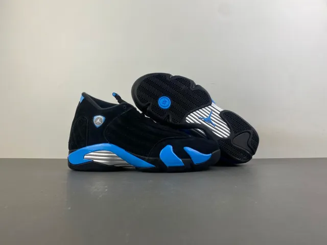 Air Jordan 14 Negro y Azul Ante Zapatillas de Baloncesto 12