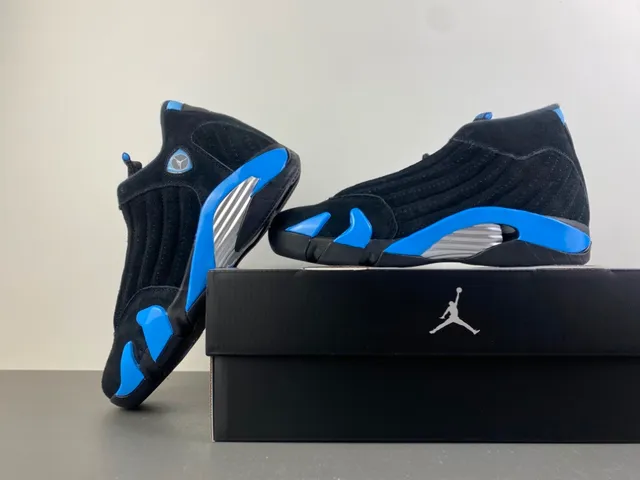 Air Jordan 14 Negro y Azul Ante Zapatillas de Baloncesto 14
