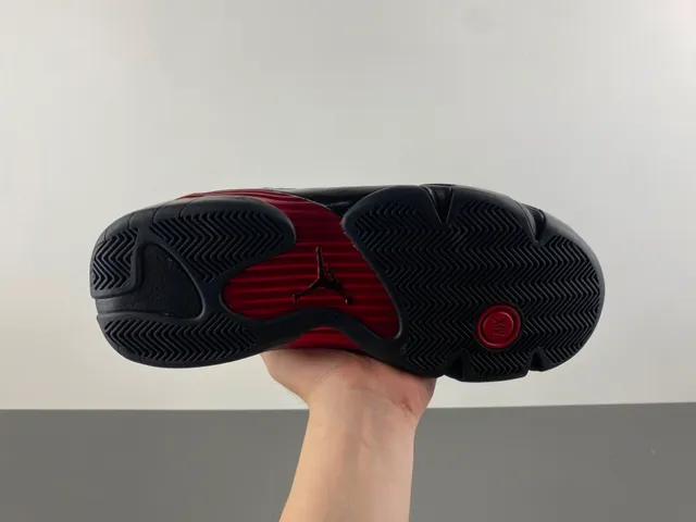 Air Jordan 14 zapatillas de baloncesto negro y rojo 9