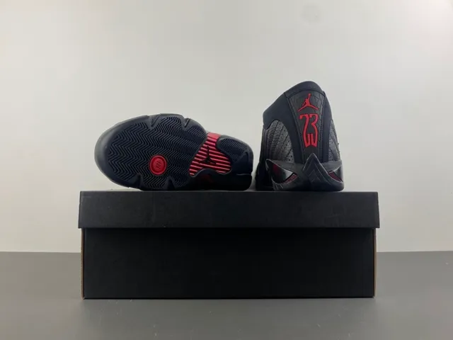 Air Jordan 14 zapatillas de baloncesto negro y rojo 16