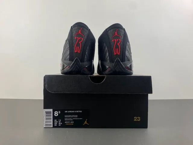 Air Jordan 14 zapatillas de baloncesto negro y rojo 17