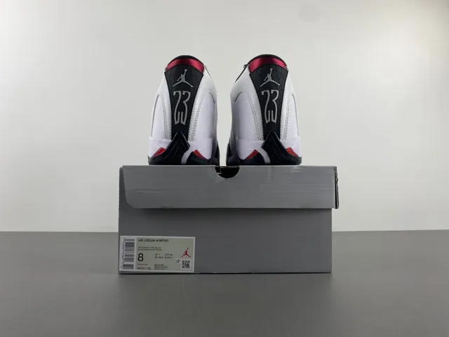 Air Jordan 14 tênis de basquete branco preto vermelho 17