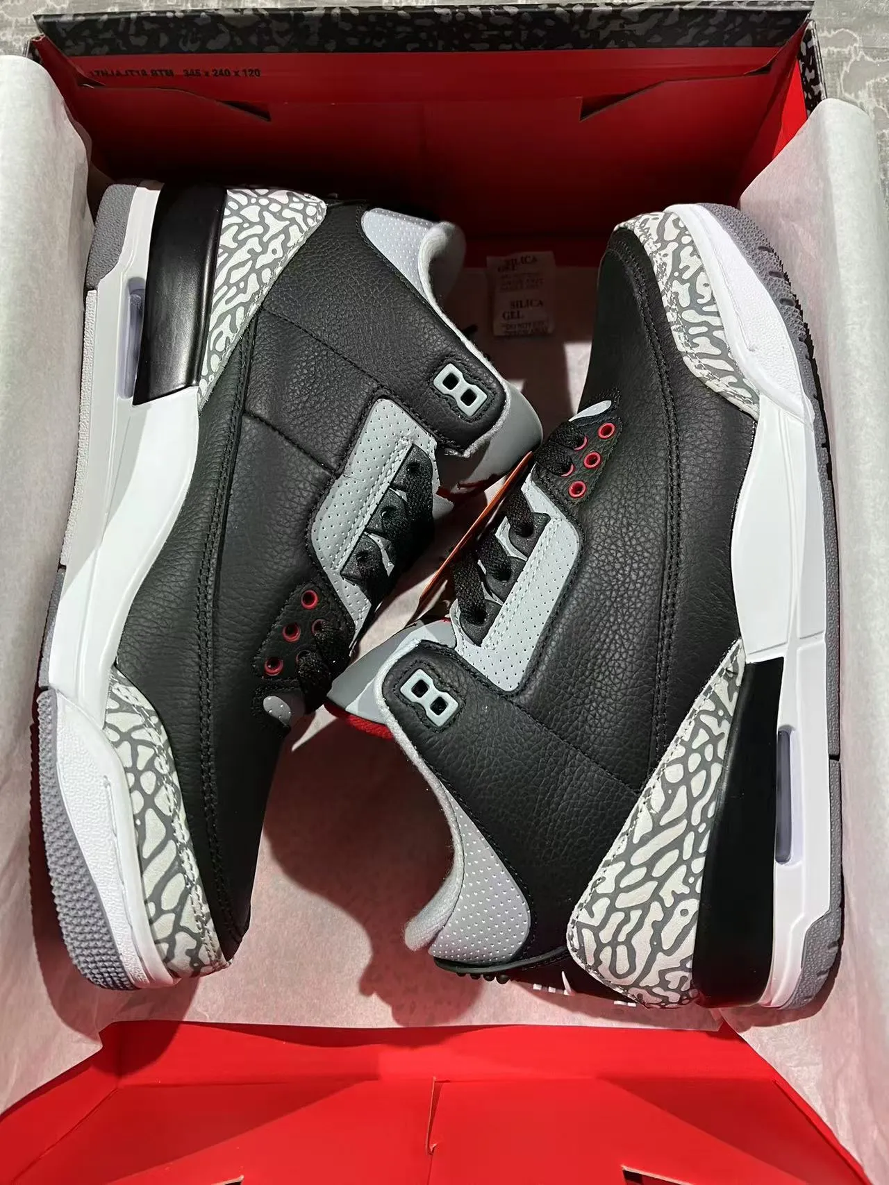 Air Jordan 3 কালো সিমেন্ট হাতির প্রিন্ট বাস্কেটবল জুতো 9