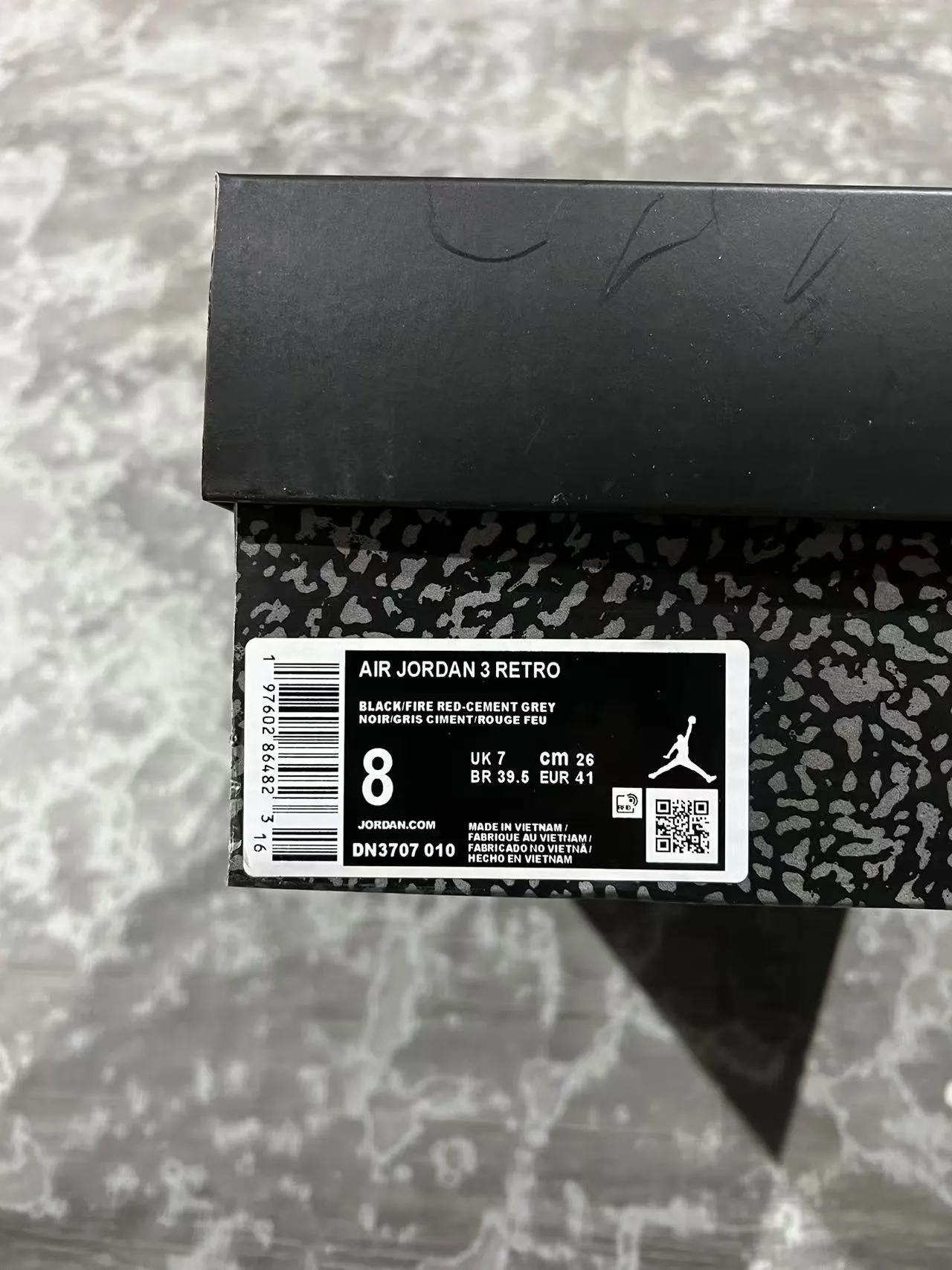 Air Jordan 3 কালো সিমেন্ট হাতির প্রিন্ট বাস্কেটবল জুতো 10