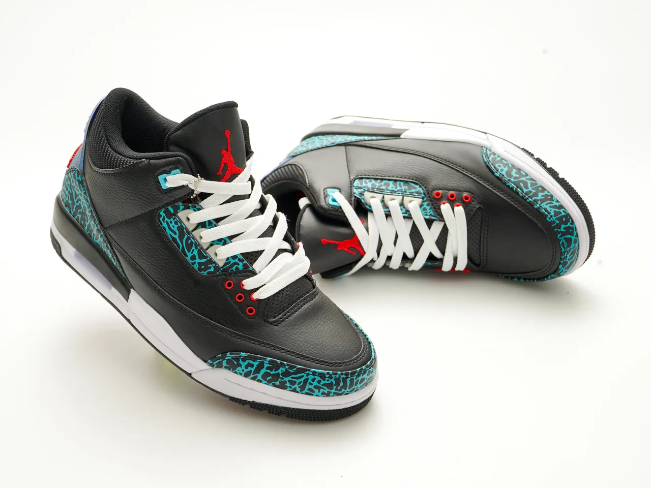 Air Jordan 3 Black Turquoise Elephant Print Basketball Shoes 5