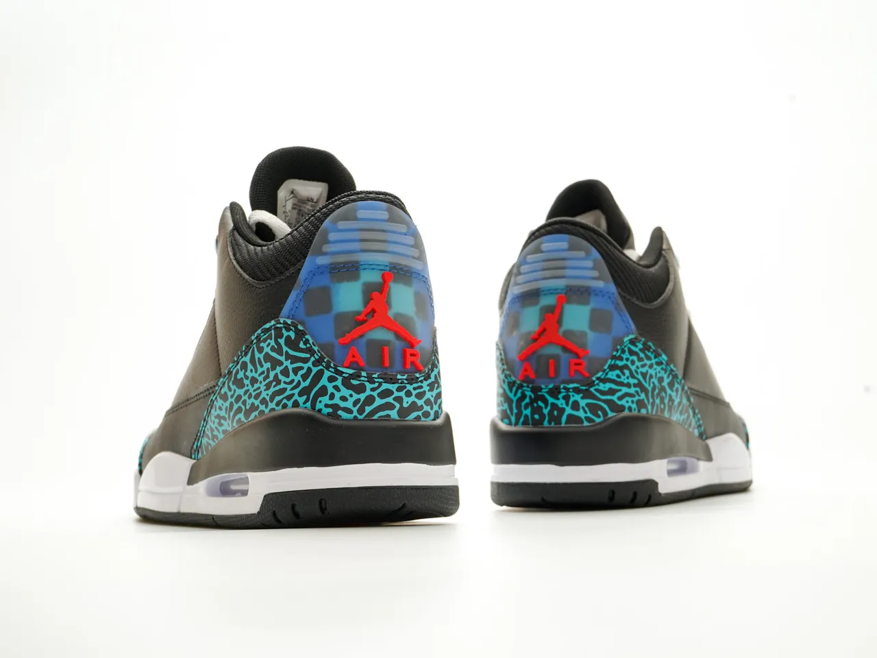 Air Jordan 3 Black Turquoise Elephant Print Basketball Shoes 7