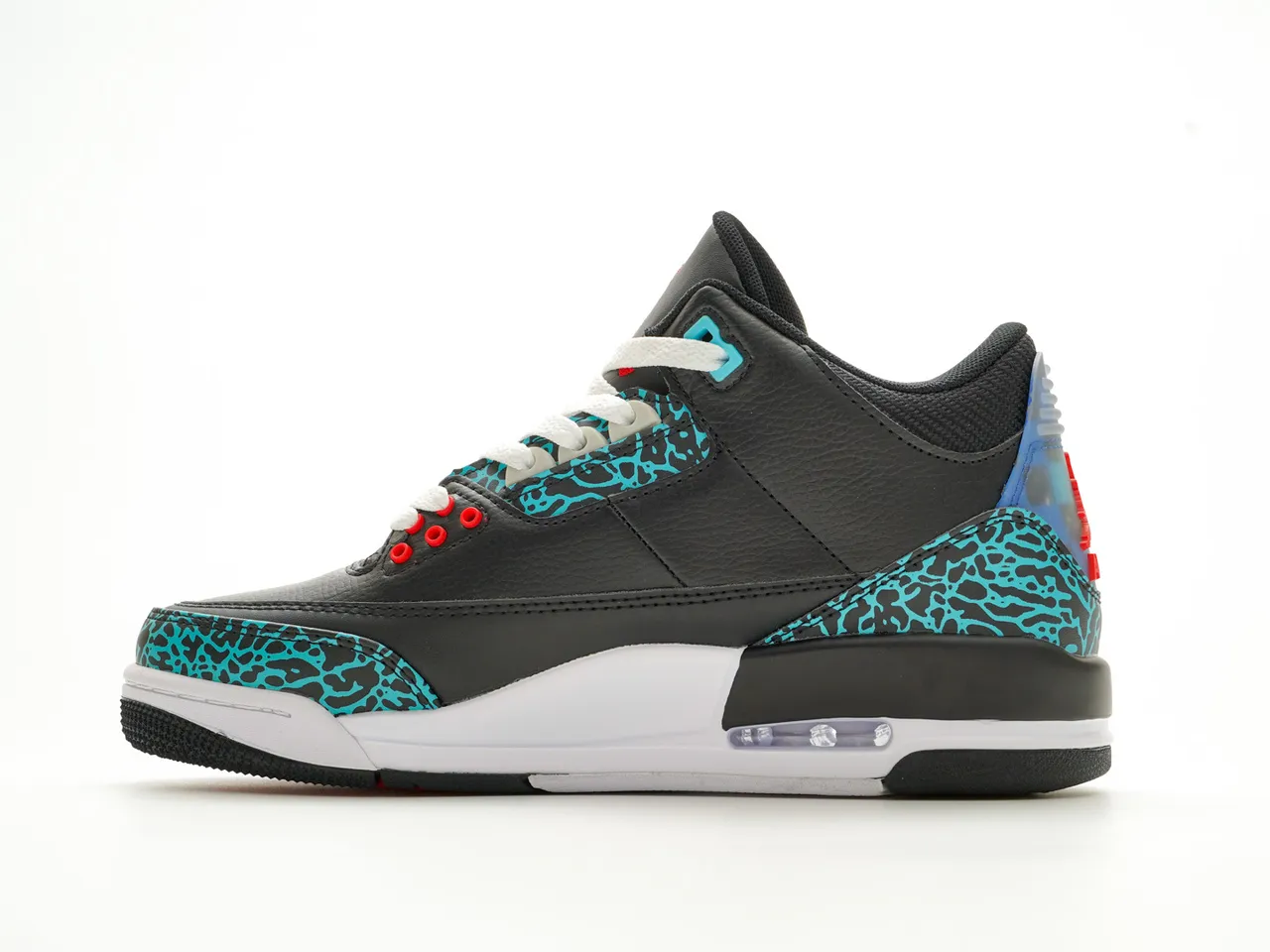 Air Jordan 3 Black Turquoise Elephant Print Basketball Shoes 9
