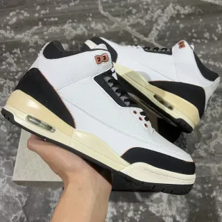 Tênis de basquete Air Jordan 3 branco preto creme cobre