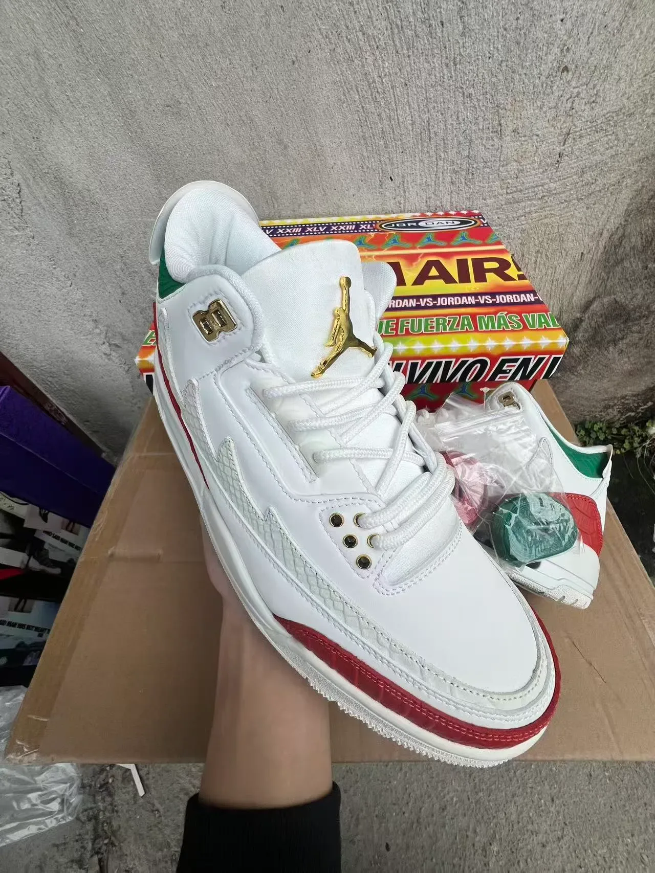 Air Jordan 3 सफेद लाल हरा बास्केटबॉल जूते 2