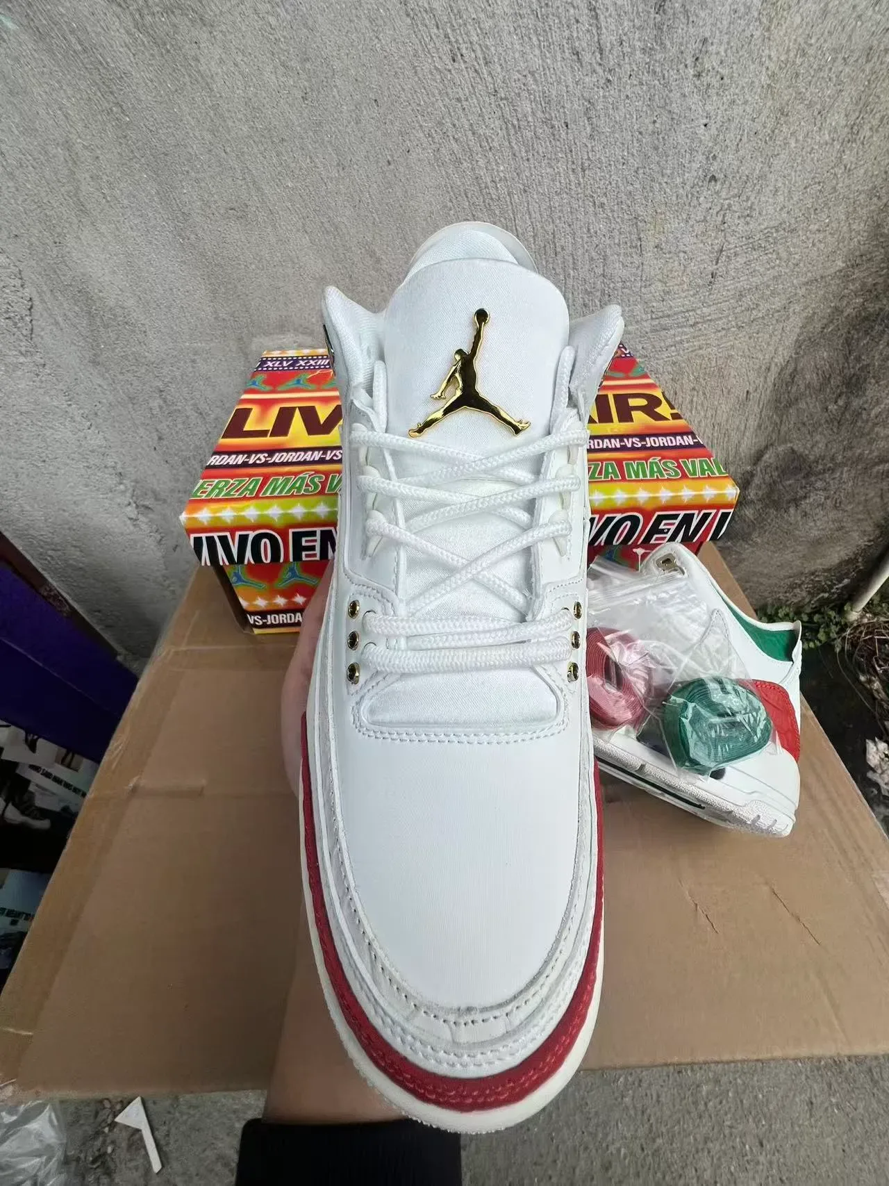 Air Jordan 3 सफेद लाल हरा बास्केटबॉल जूते 3