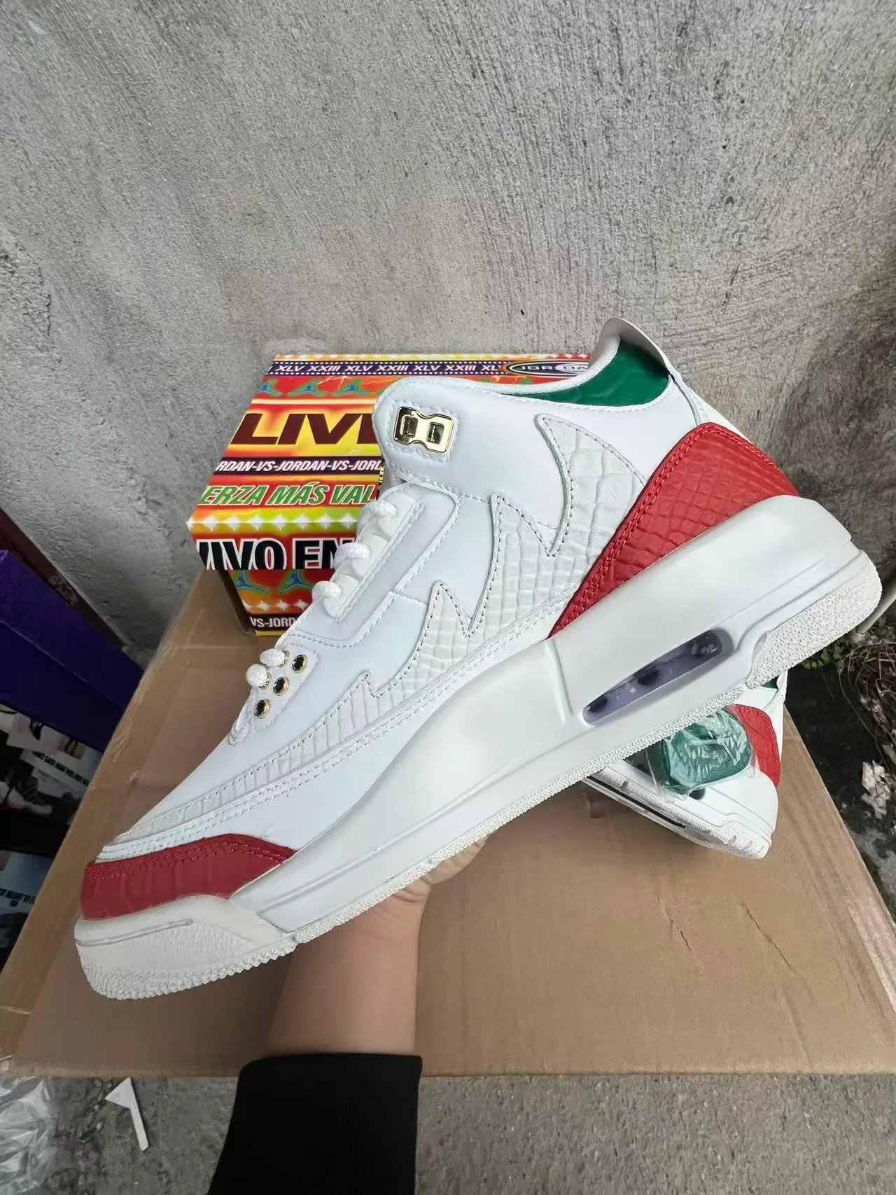 Air Jordan 3 सफेद लाल हरा बास्केटबॉल जूते 5