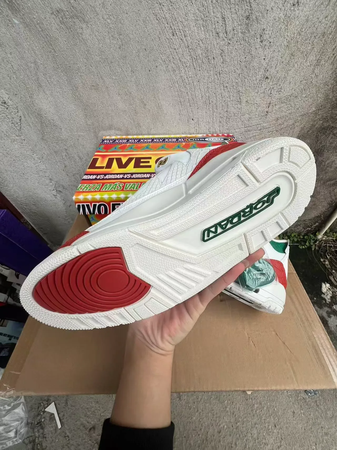 Air Jordan 3 सफेद लाल हरा बास्केटबॉल जूते 6