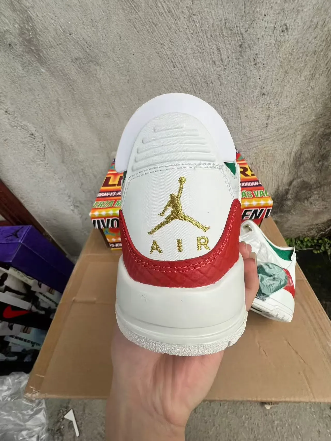Air Jordan 3 सफेद लाल हरा बास्केटबॉल जूते 8