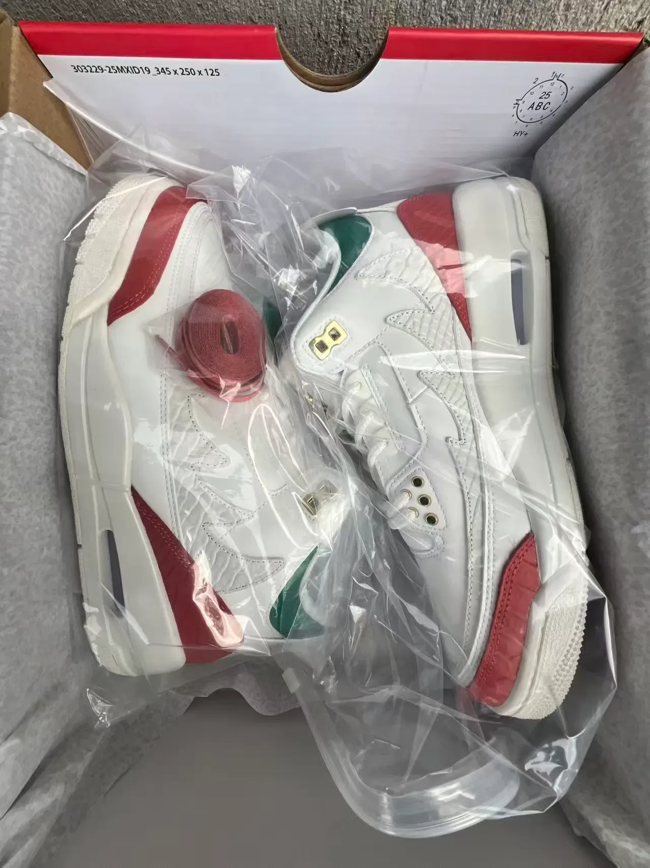 Air Jordan 3 सफेद लाल हरा बास्केटबॉल जूते 10