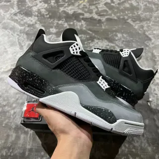 Air Jordan 4 Negro Gris Punteado Zapatillas de Baloncesto