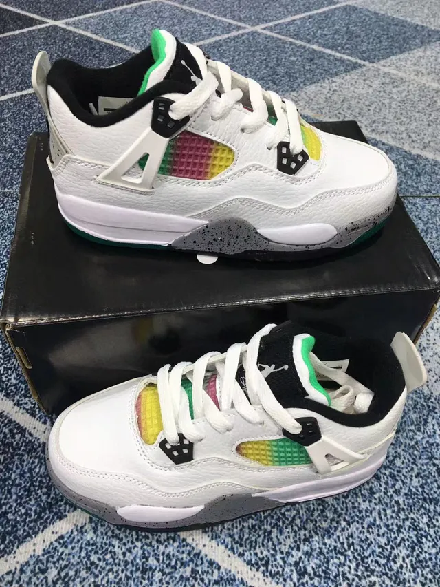 Air Jordan 4 काले लाल बच्चों के बास्केटबॉल जूते 5