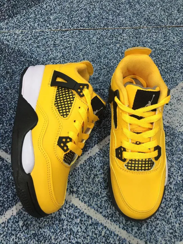 Air Jordan 4 काले लाल बच्चों के बास्केटबॉल जूते 10
