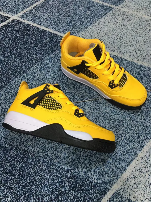 Air Jordan 4 काले लाल बच्चों के बास्केटबॉल जूते 12