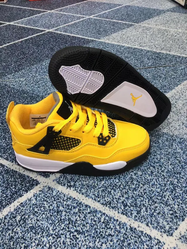 Air Jordan 4 काले लाल बच्चों के बास्केटबॉल जूते 13