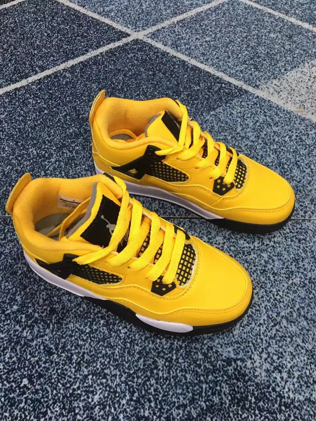 Air Jordan 4 काले लाल बच्चों के बास्केटबॉल जूते 14