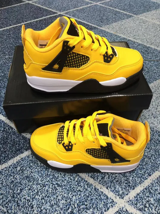 Air Jordan 4 काले लाल बच्चों के बास्केटबॉल जूते 15