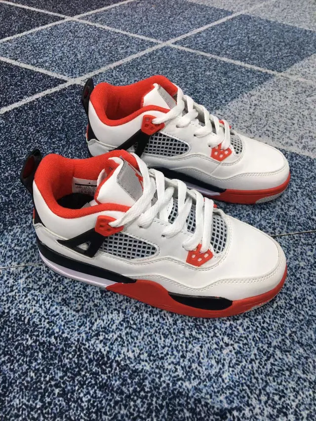Air Jordan 4 काले लाल बच्चों के बास्केटबॉल जूते 17